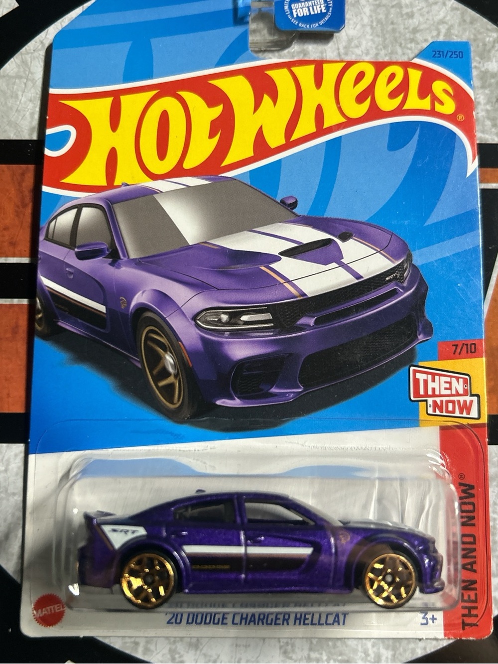 Hot Wheels Purple Dodge Charger Hellcat Toy Car with Gold Wheels